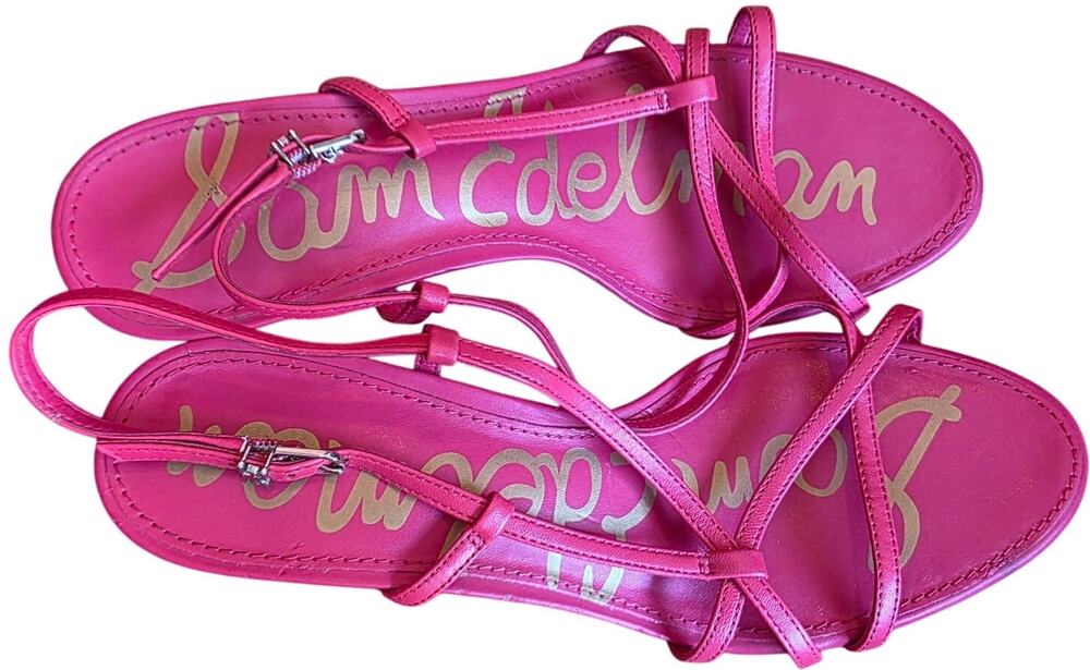 Sam Edelman Judy Barely There Leather Sandal sz 8 Pink/ Red Strappy